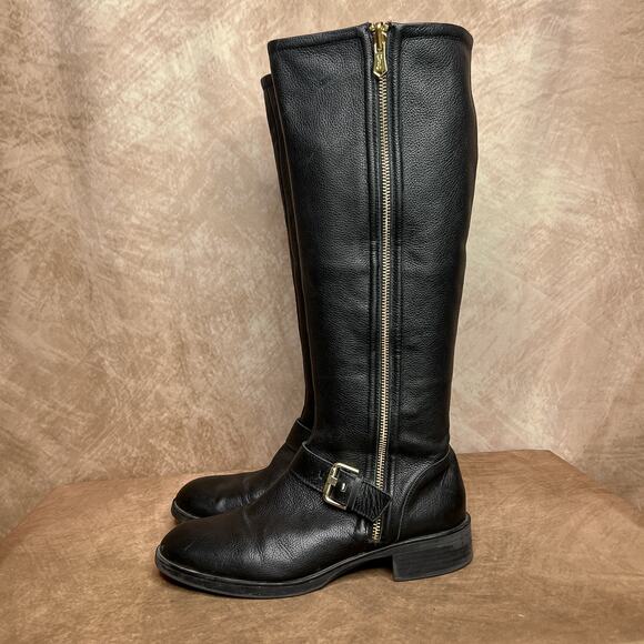 Circus by Sam Edelman Randi Knee High Black Leather Riding Boots Women's 8.5 Y2K - Picture 2 of 13